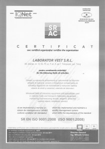 Certificat SRAC Laborator Vest 2014